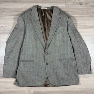 Vintage Chaps Ralph‎ Lauren Herringbone Silk Wool Blend Blazer Jacket Size 50 X